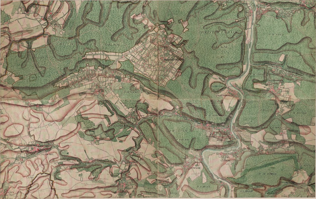 Karta över St. Gerard - Saint -Gérard av Joseph de Ferraris