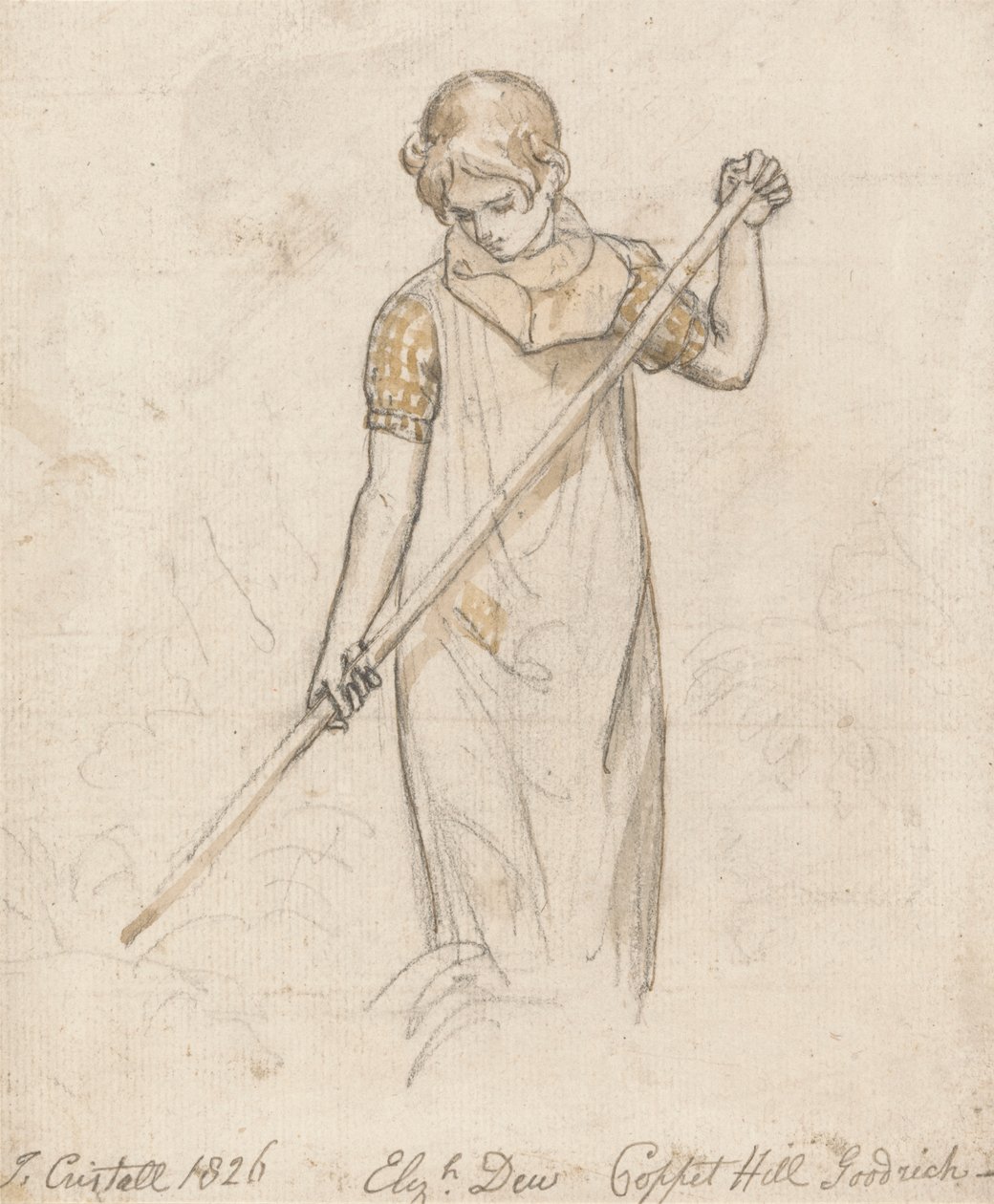 Girl Hoeing: Elizabeth Dew av Joshua Cristall