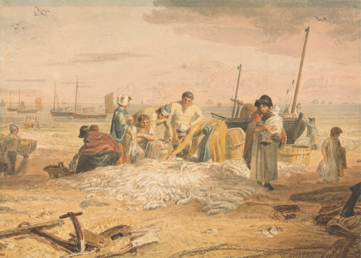 Landar en fångst av makrill, Hastings av Joshua Cristall