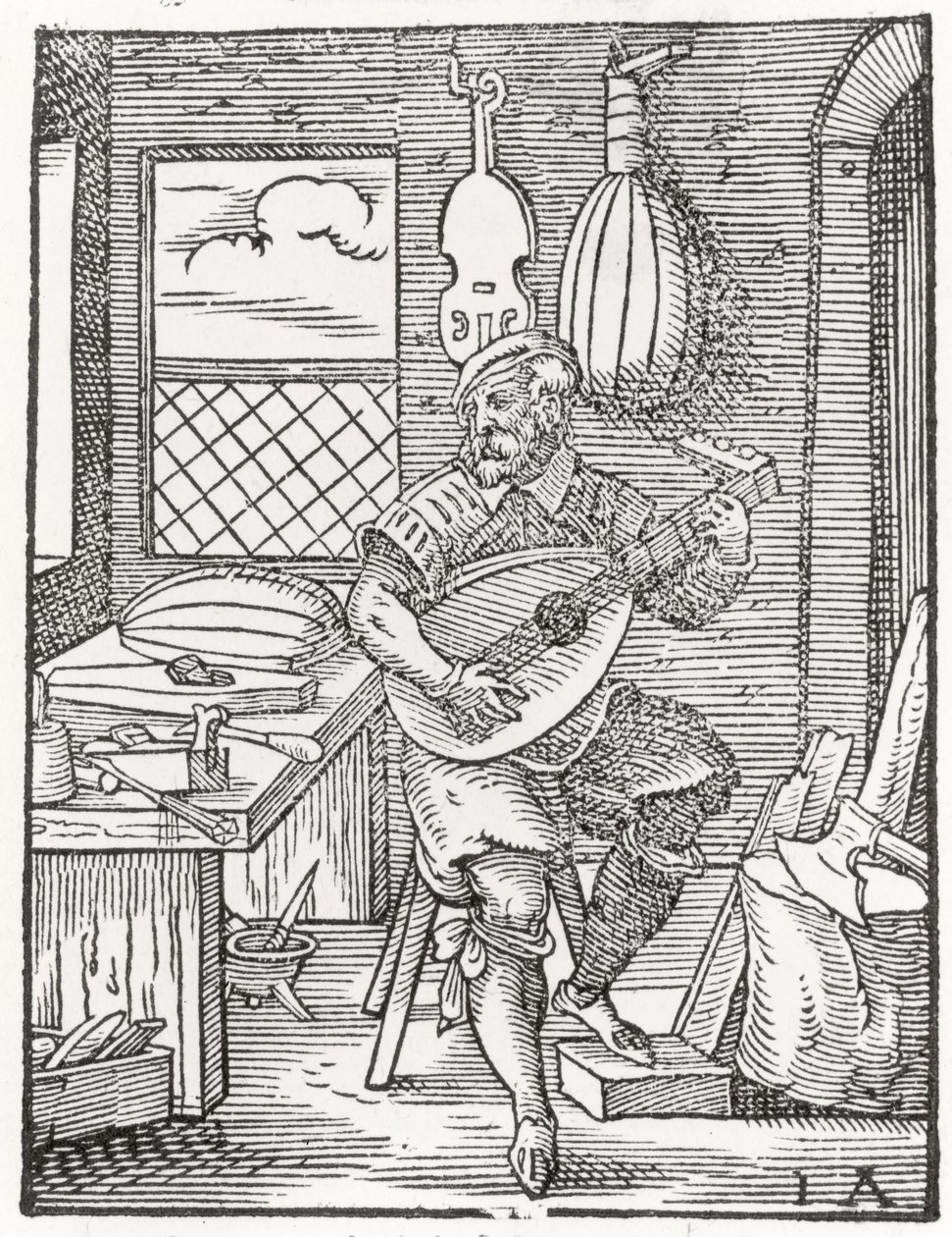Instrumentmakarens verkstad, c.1570 av Jost Amman