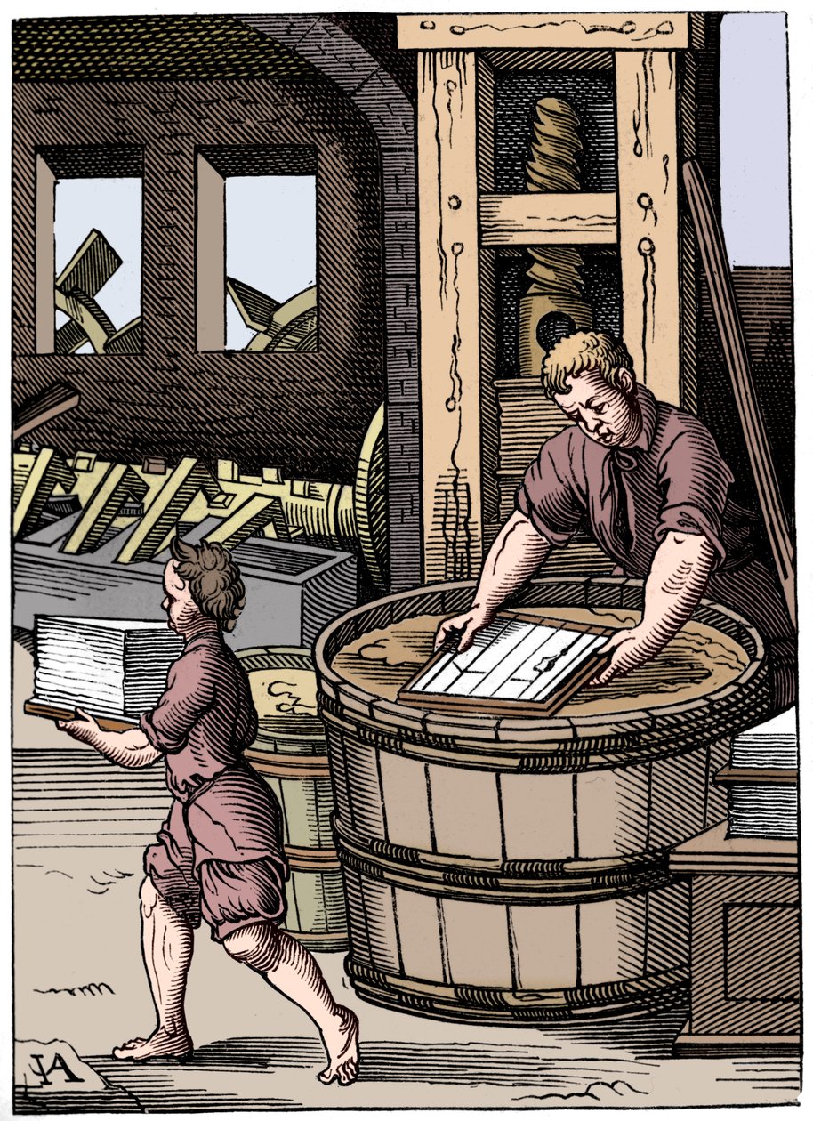 Pappersmakare, 1500-talet, 1849 av Jost Amman