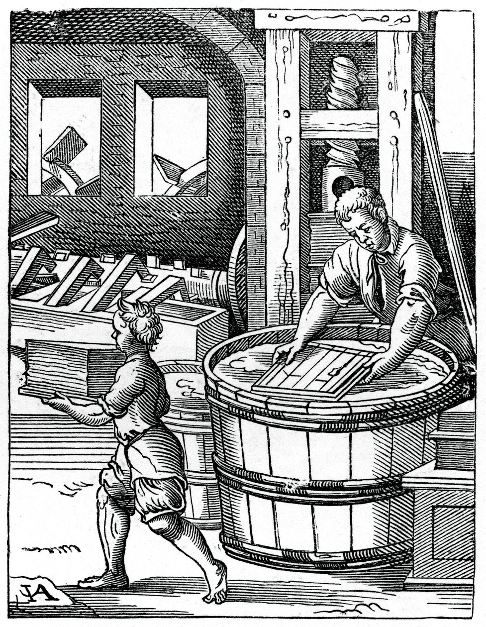 Papperstillverkaren, 1500-talet, 1870 av Jost Amman