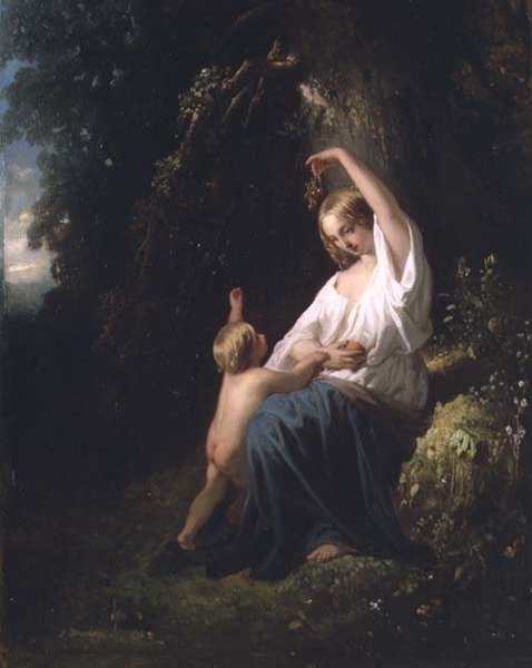 Mor och barn, c.1850 av Jozef  Israels
