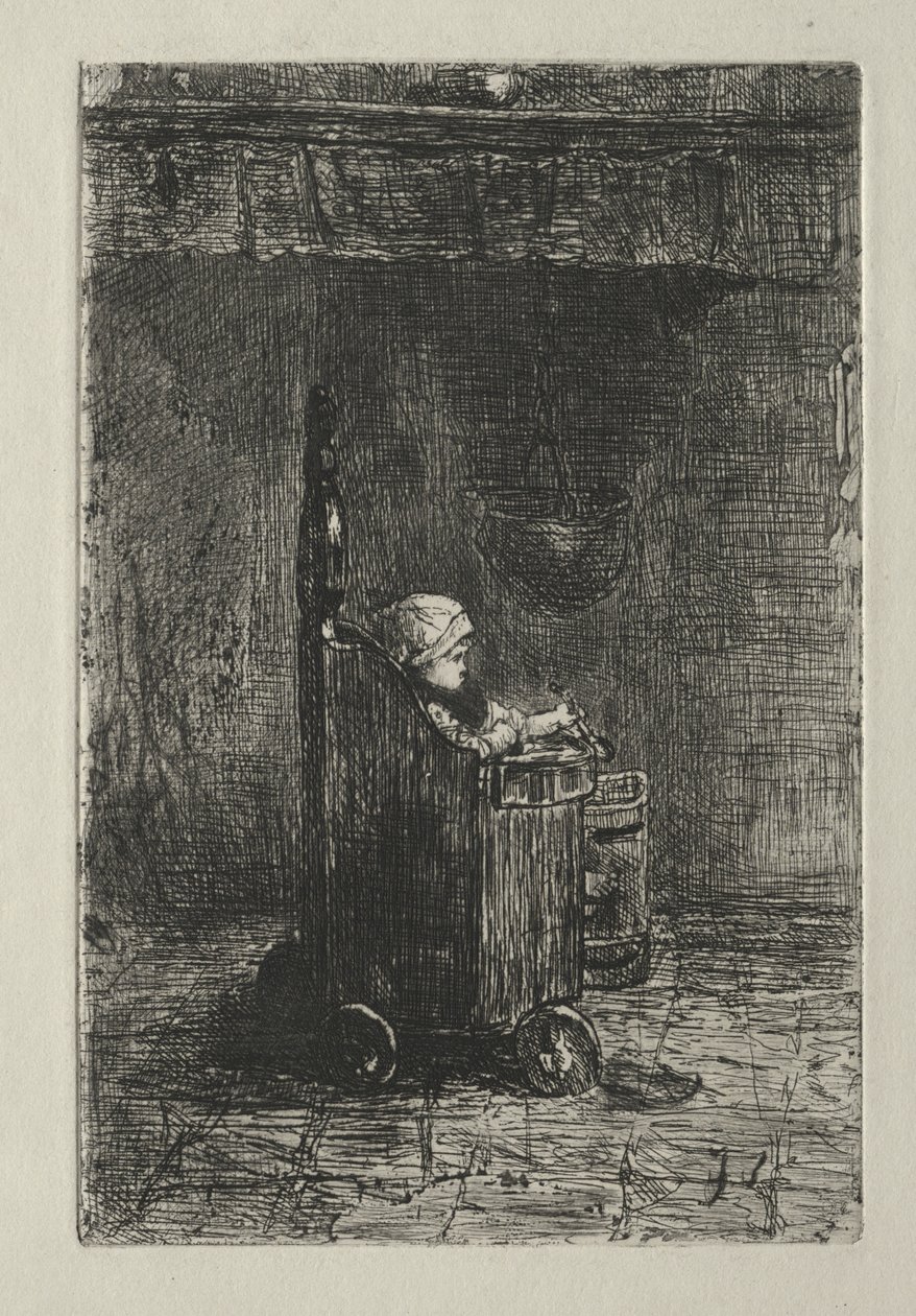 Baby i hans stol. av Jozef Israëls