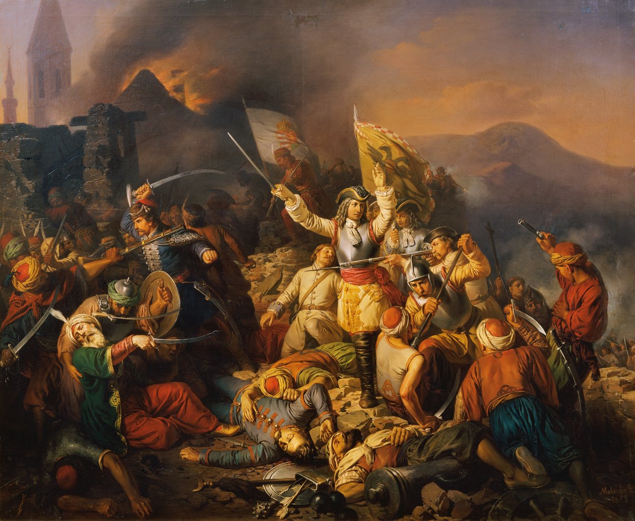 Återtagandet av Buda, 1686, 1858. av Jozsef Molnar