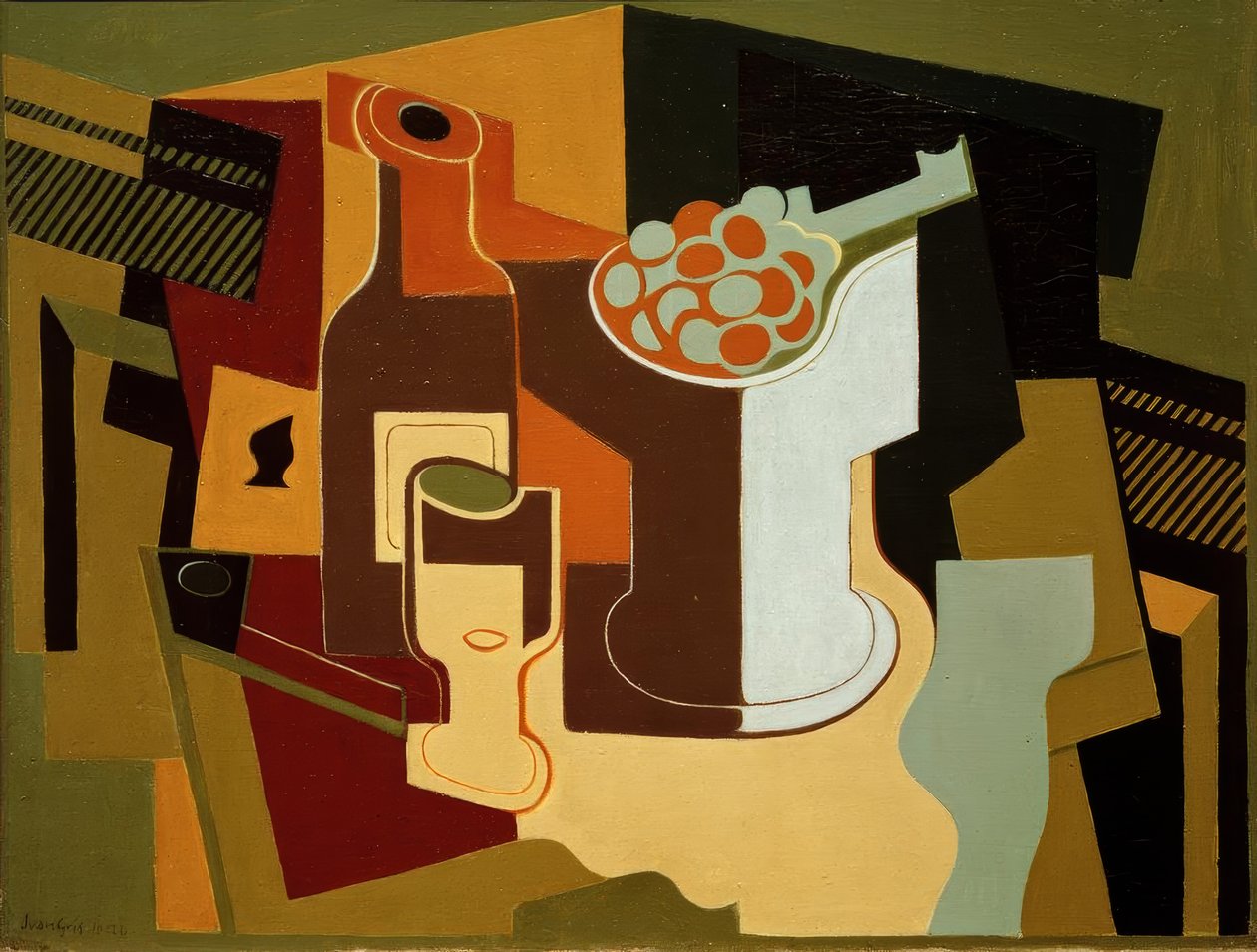 Flaska och fruktskål av Juan Gris