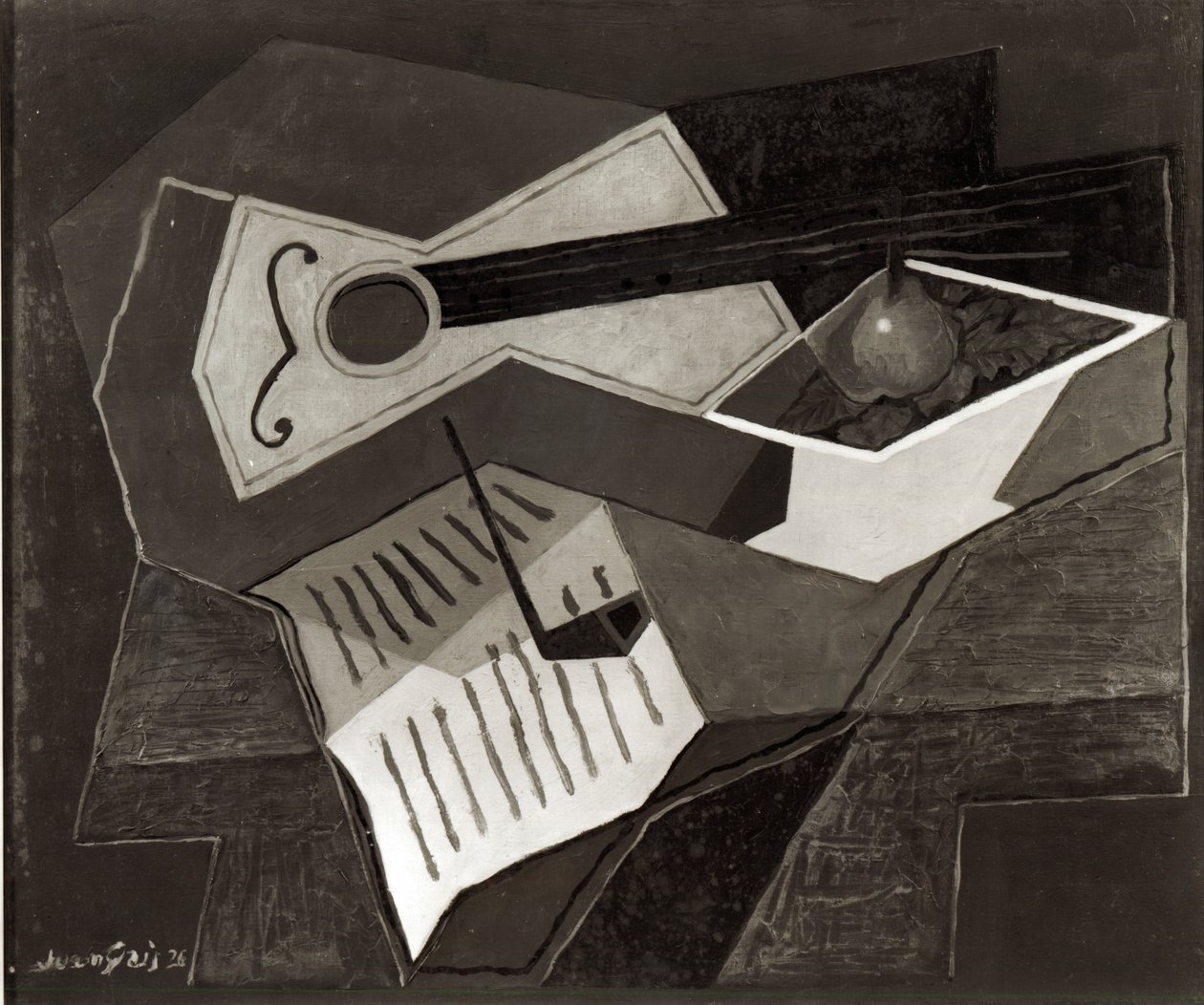 Gitarr och fruktskål, 1926 av Juan Gris