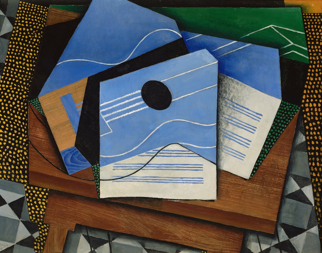 Gitarr på ett bord av Juan Gris