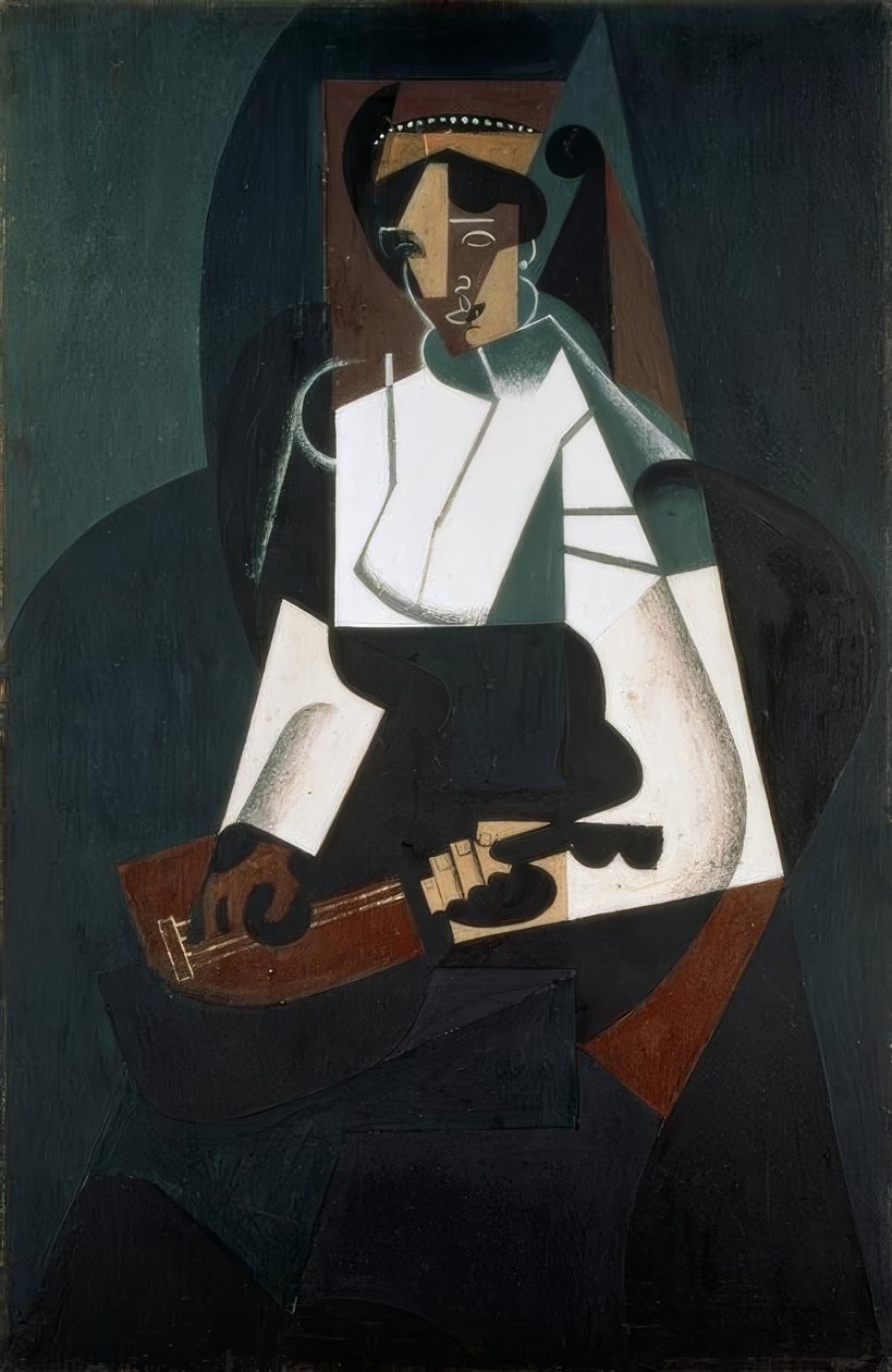 Kvinnan med mandolinen av Juan Gris