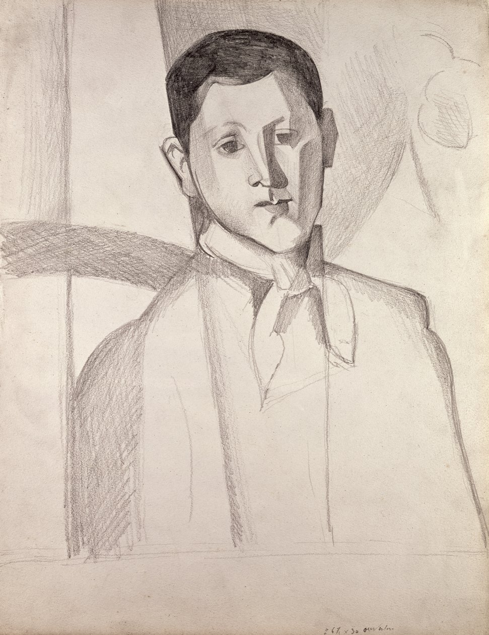Porträtt efter Cezanne (krita på papper) av Juan Gris