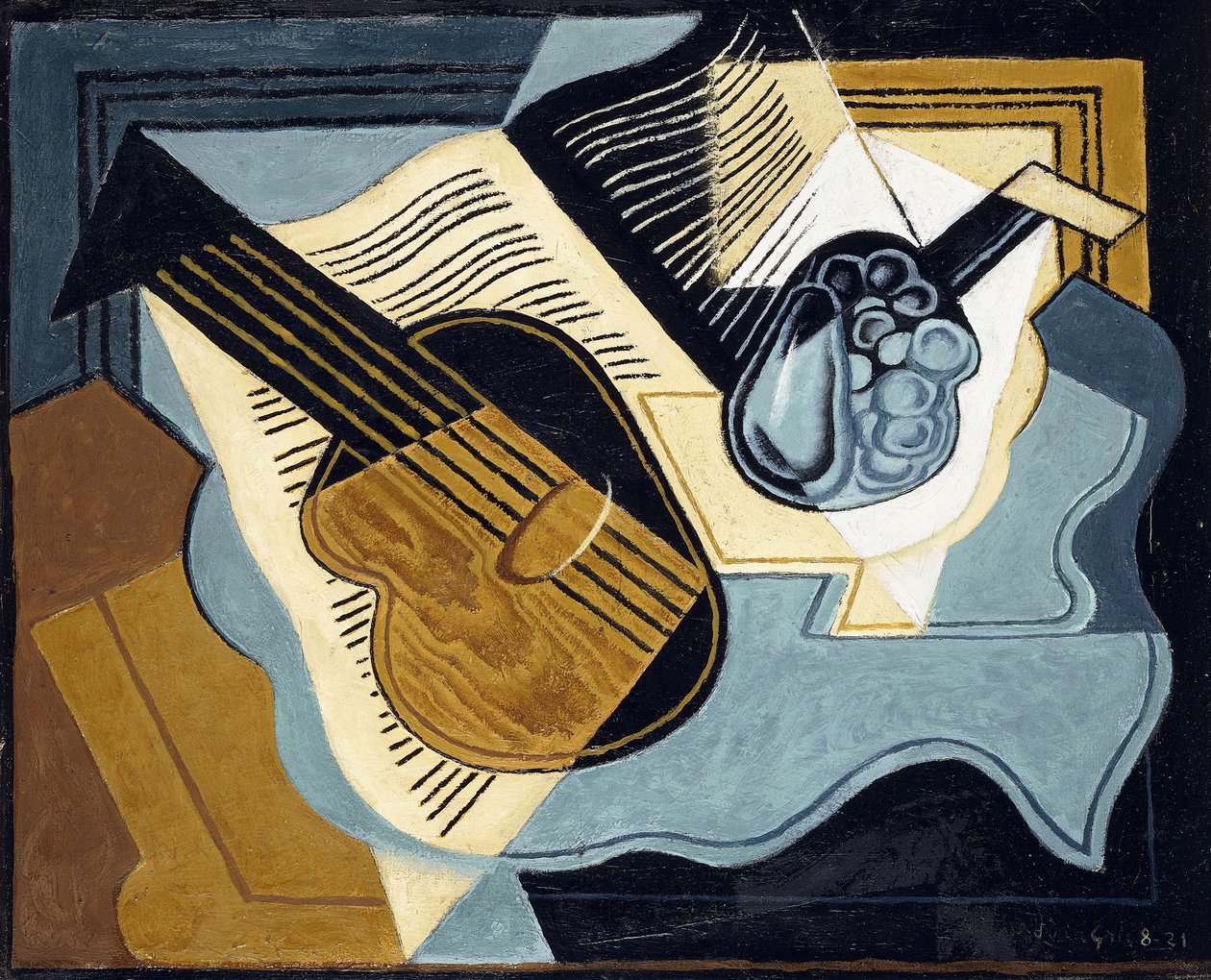 Gitarr och fruktskål, 1921 av Juan Gris