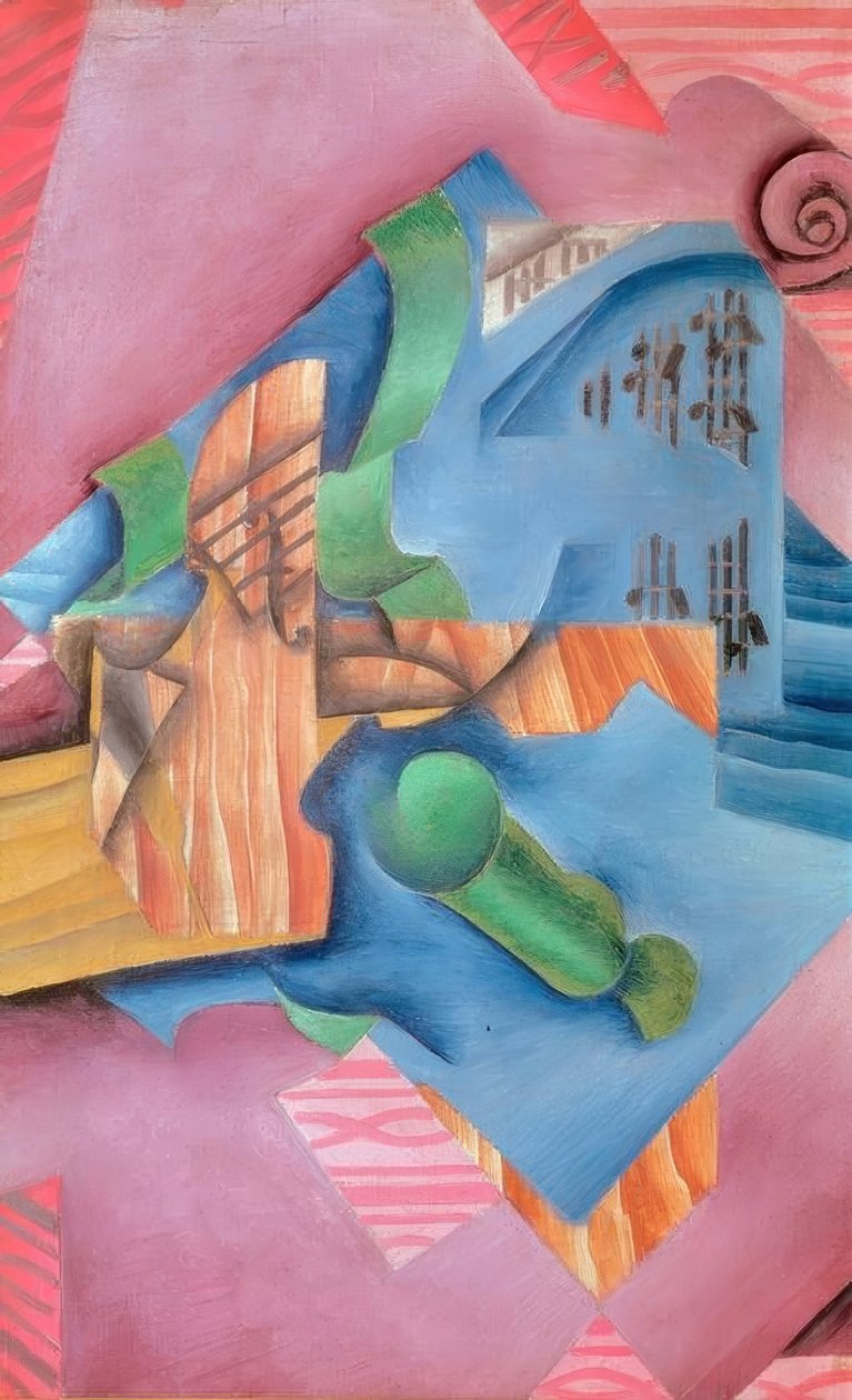 Fiol och glas (stilleben) av Juan Gris