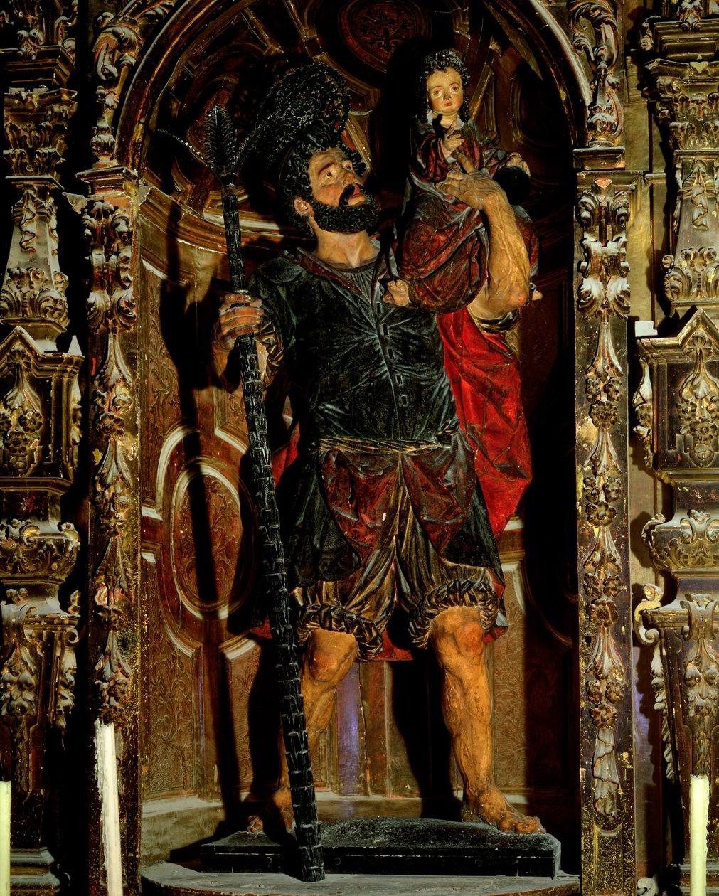 St. Christopher, 1597 (polykromt trä) av Juan Martinez Montanes