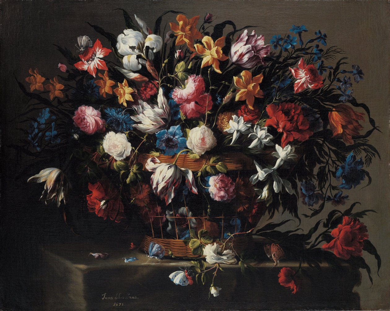 Liten korg med blommor av Juan de Arellano