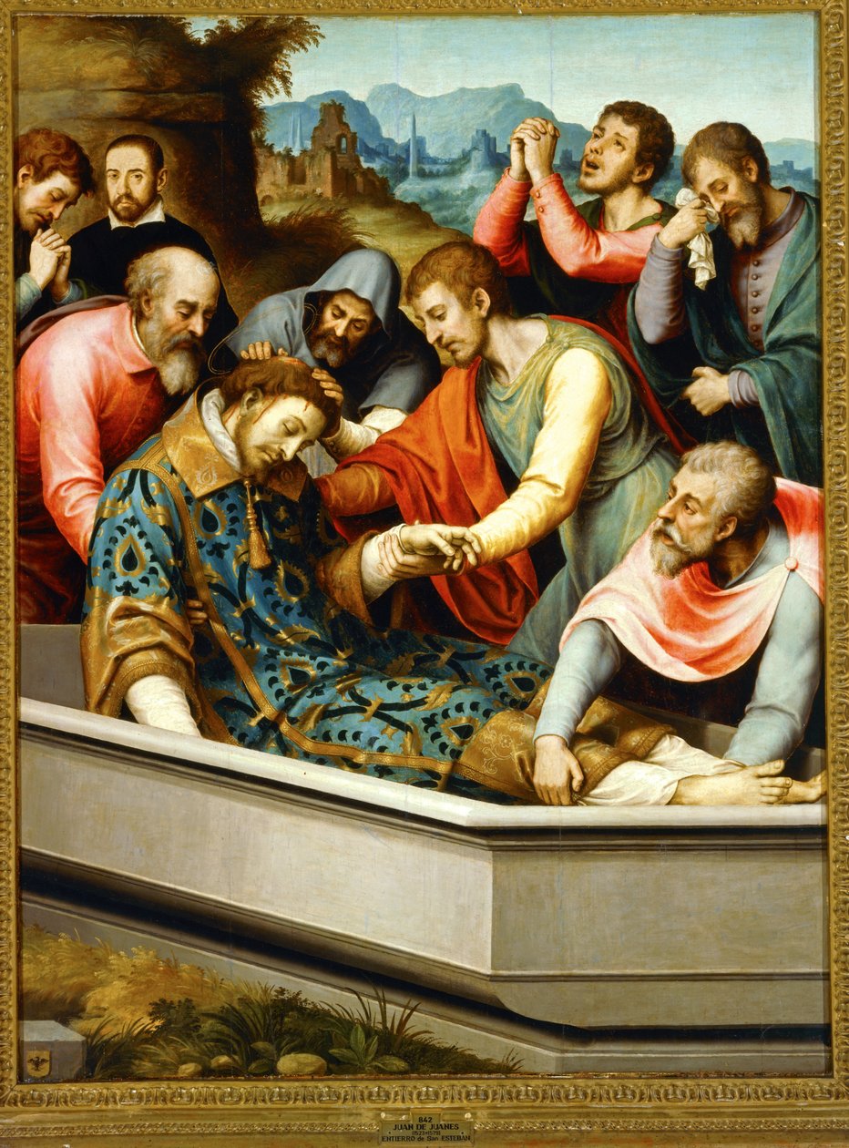 Begravningen av Saint Stephen ... av Juan de Juanes