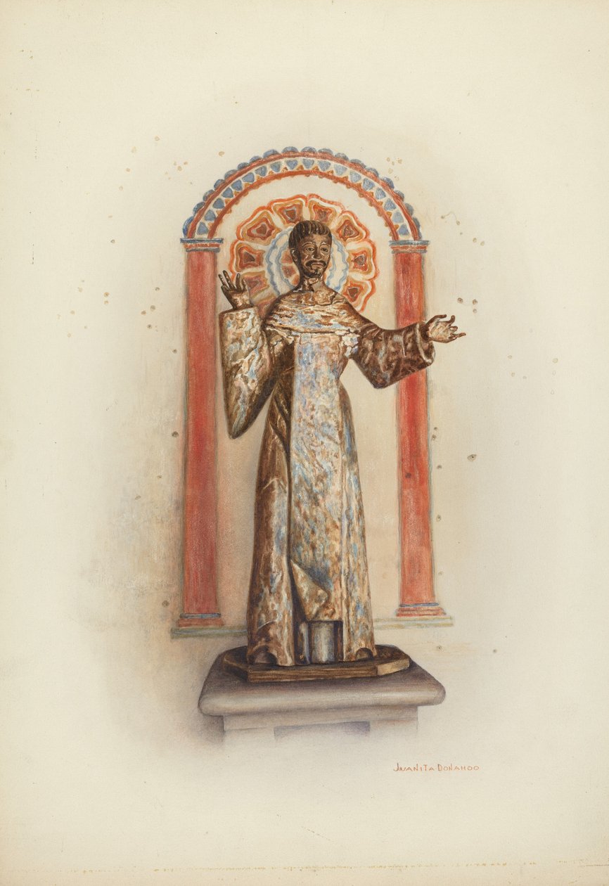 Staty av Santo troligen St. Dominic, 1941. av Juanita Donahoo
