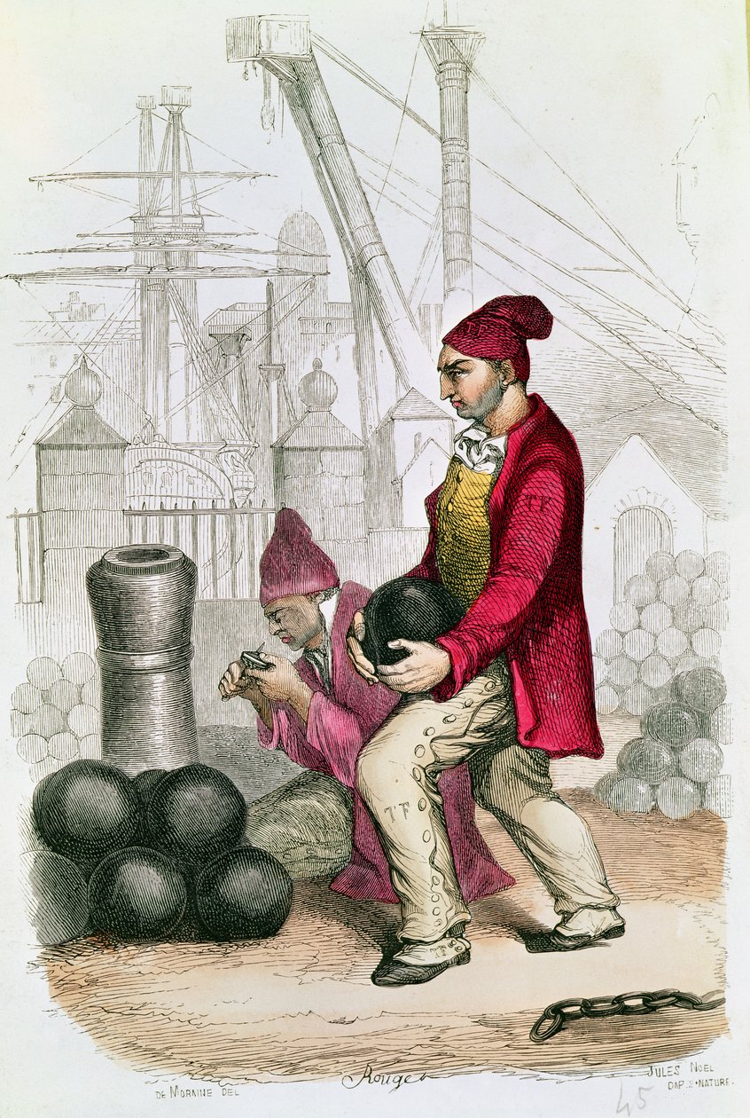 A Convict in the Toulon Penal Colony, graveret af De Moraine, ca. 1845 sverige av Jules Achille Noel