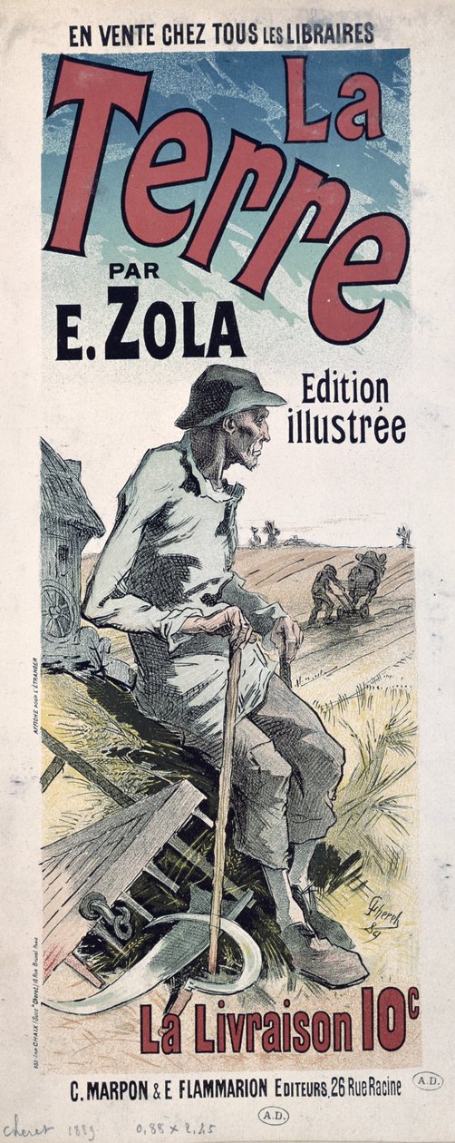 Affisch med reklam "La Terre" av Emile Zola, 1889 av Jules Cheret
