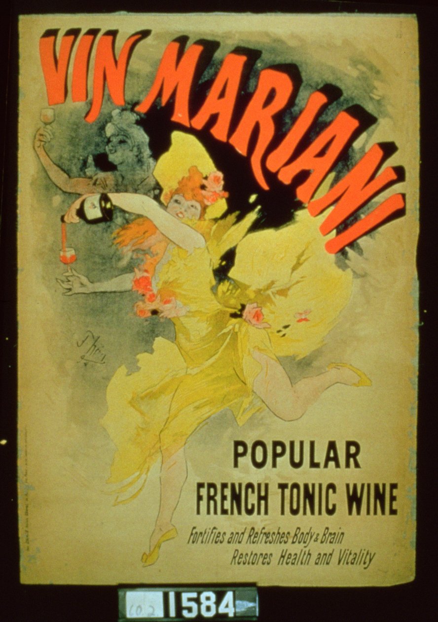 Affisch med reklam för "Mariani Wine, populärt franskt tonic Wine". av Jules Cheret