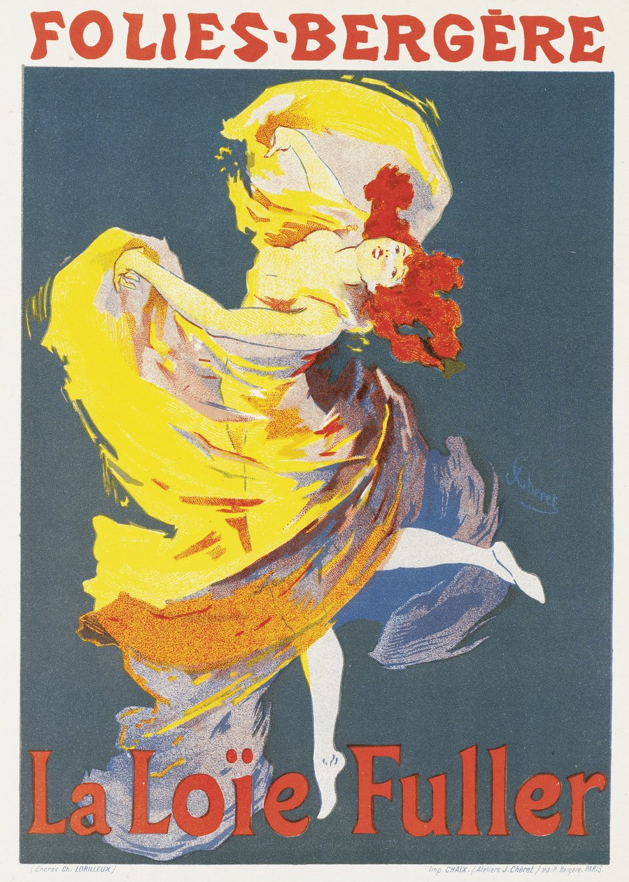 Affisch som annonserar en dansföreställning av Loie Fuller på Folies-Bergere av Jules Cheret