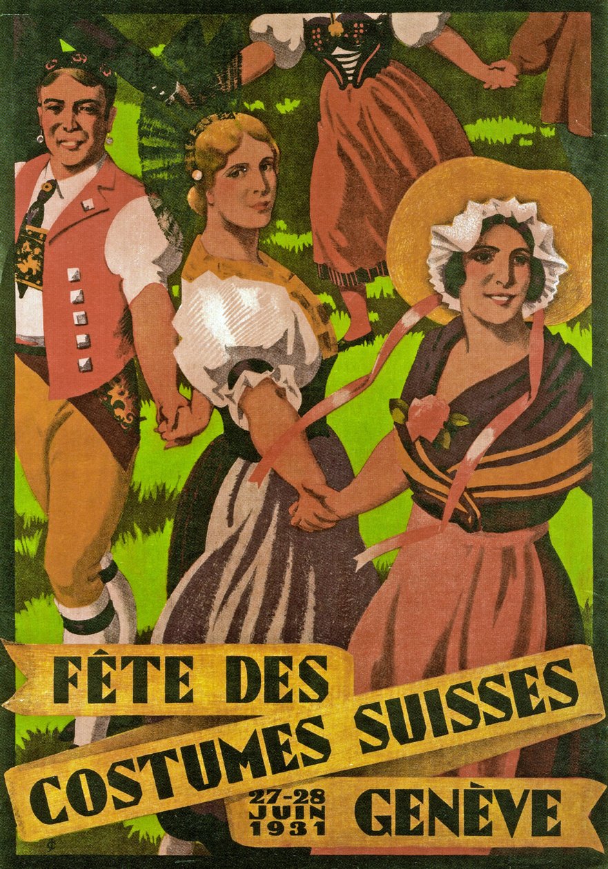 Affischreklam Fête des Costumes Suisse i Genève (1931) av Jules Courvoisier