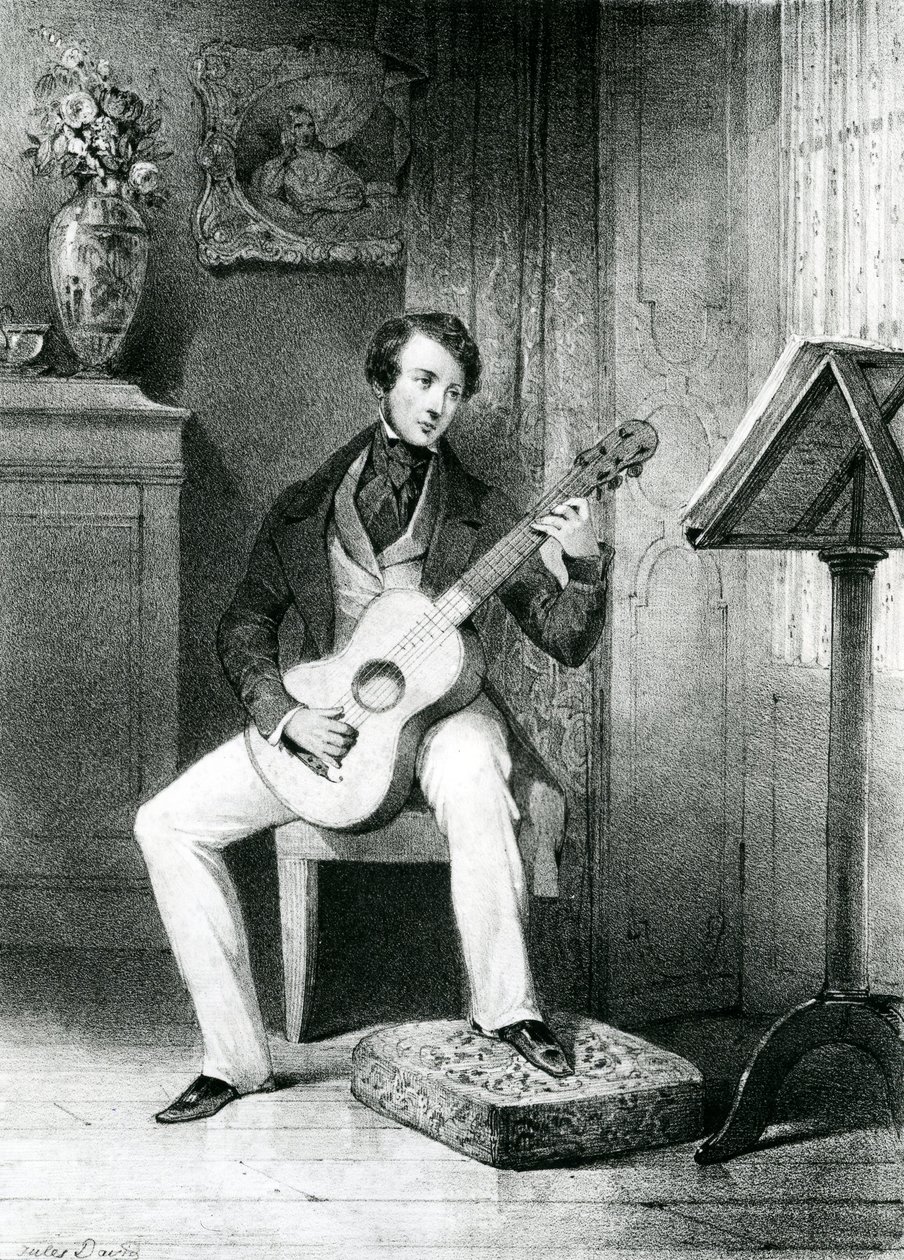 Gitarrspelaren (litografi) av Jules David
