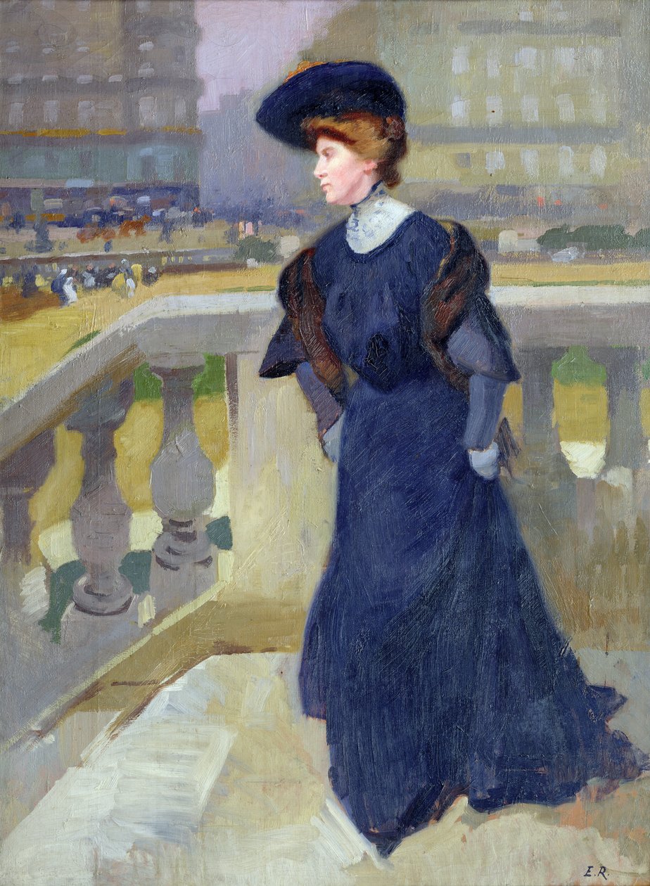 Madame Renoux i luga o Steps of the Trinity Church, 1904 swed av Jules Ernest Renoux