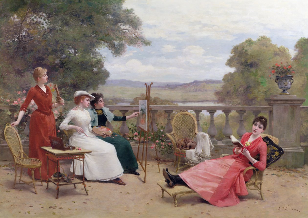 Målning på terrassen av Jules Frederic Ballavoine