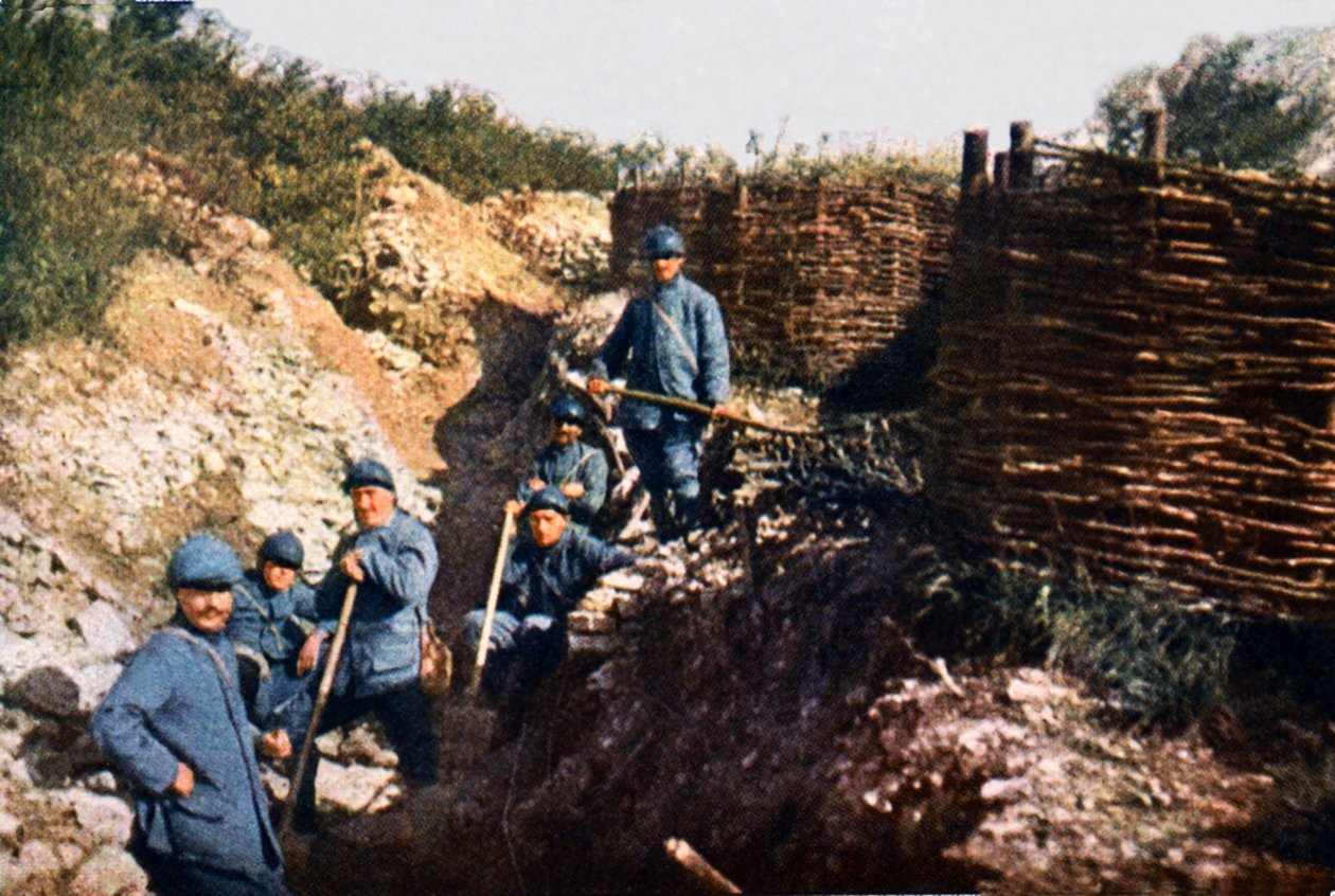 Franska soldater framför Voevre, Slaget vid Verdun, september 1916 (autokrom) av Jules Gervais Courtellemont
