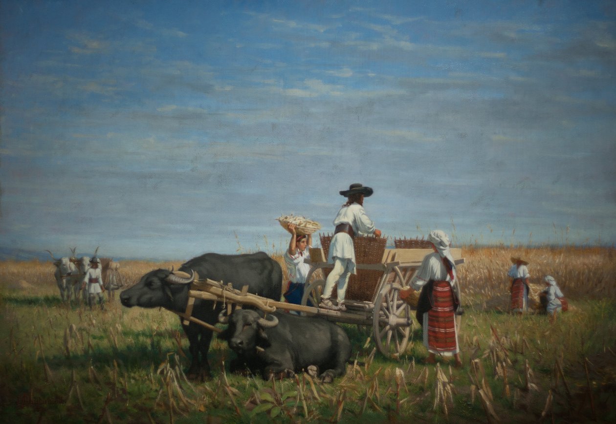 Majsskörd i Transsylvanien av Jules Jacques Jacot Guillarmod