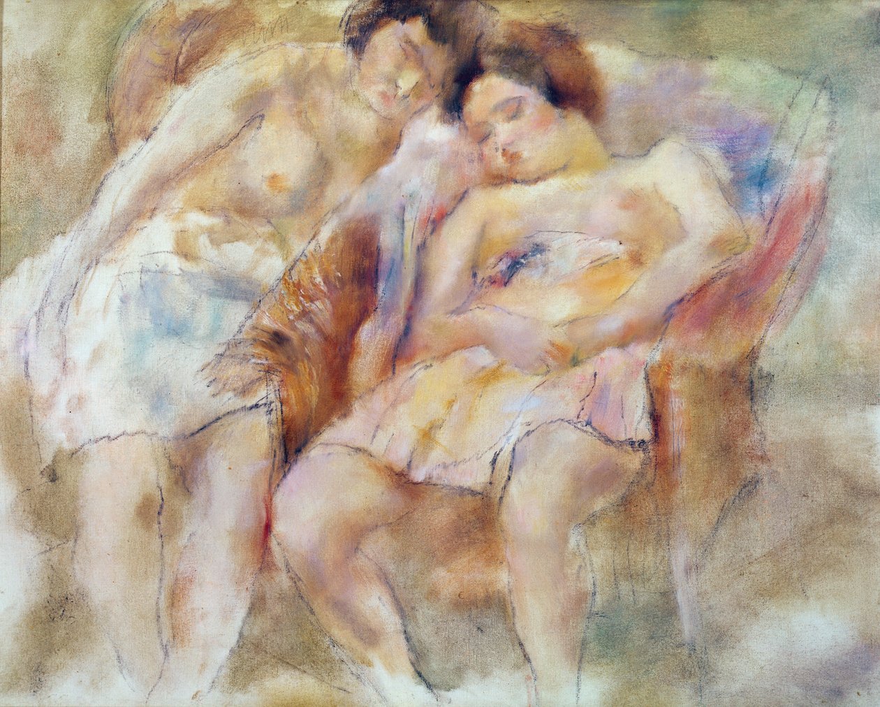 The Two Sleepers swed av Jules Pascin