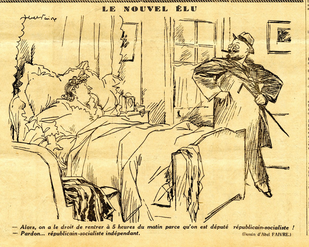 Uppriktig, satirisk i svartvitt av Jules Abel Faivre