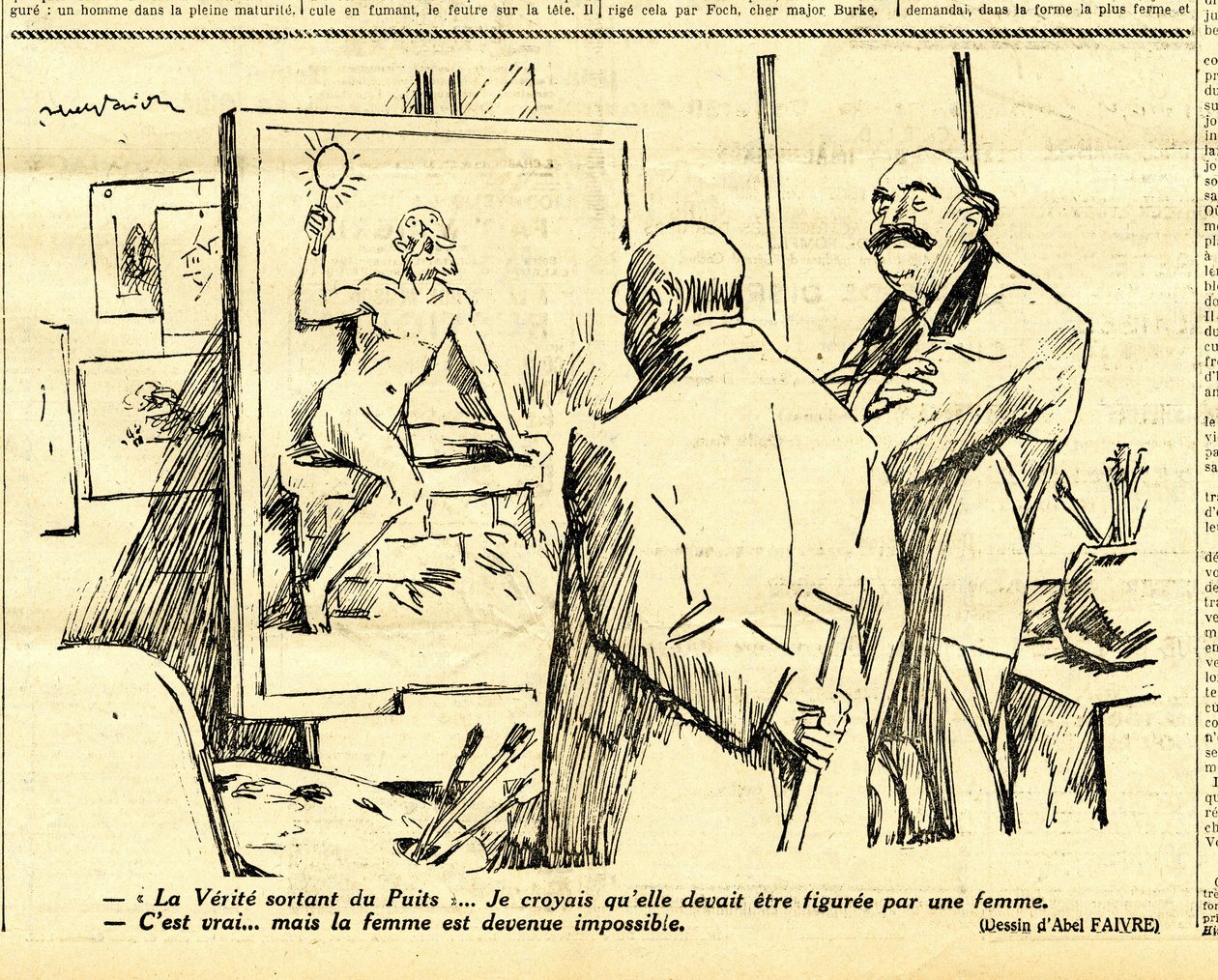 Uppriktig, satirisk i svartvitt av Jules Abel Faivre