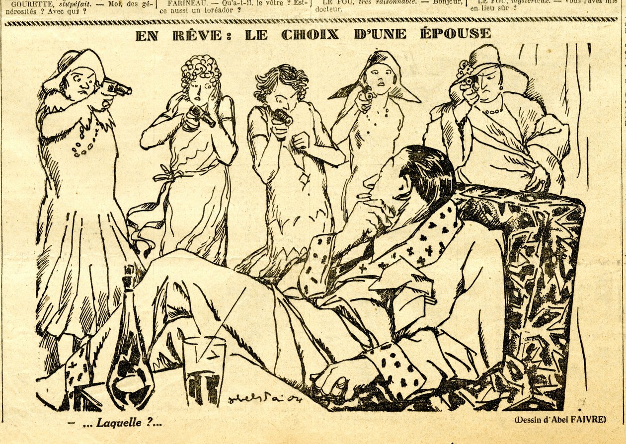 Uppriktig, satirisk i svartvitt av Jules Abel Faivre