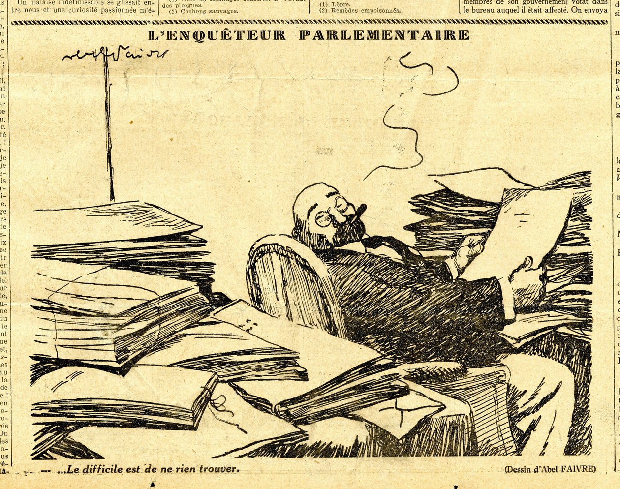 Uppriktig, satirisk i svartvitt av Jules Abel Faivre