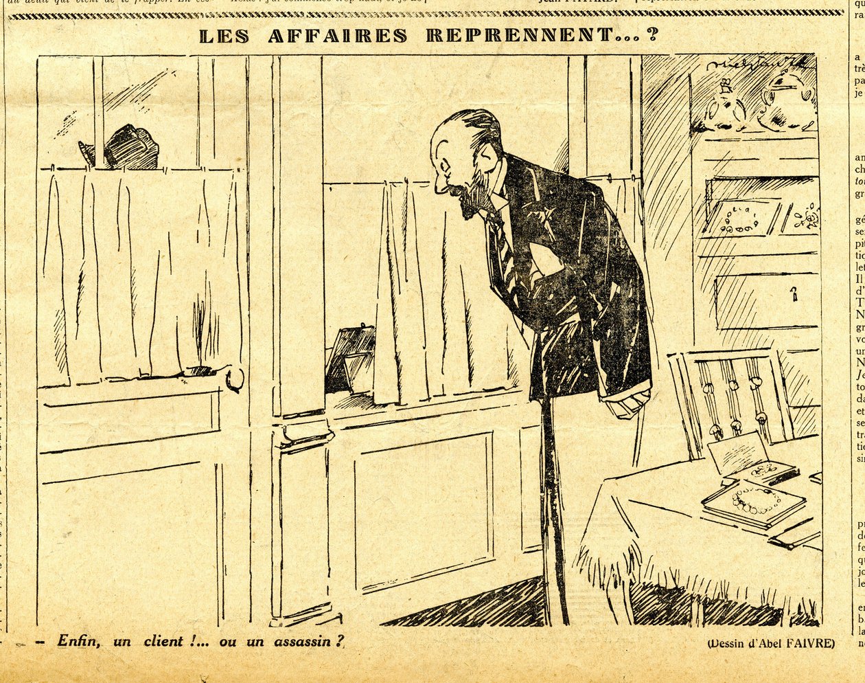 Uppriktig, satirisk i svartvitt av Jules Abel Faivre