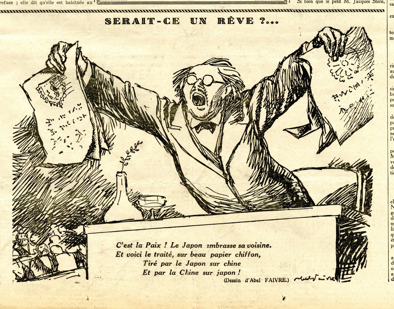 Uppriktig, satirisk i svartvitt av Jules Abel Faivre