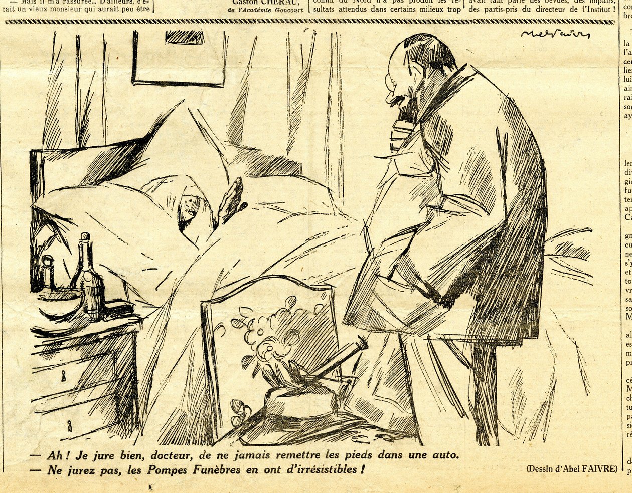 Uppriktig, satirisk i svartvitt av Jules Abel Faivre