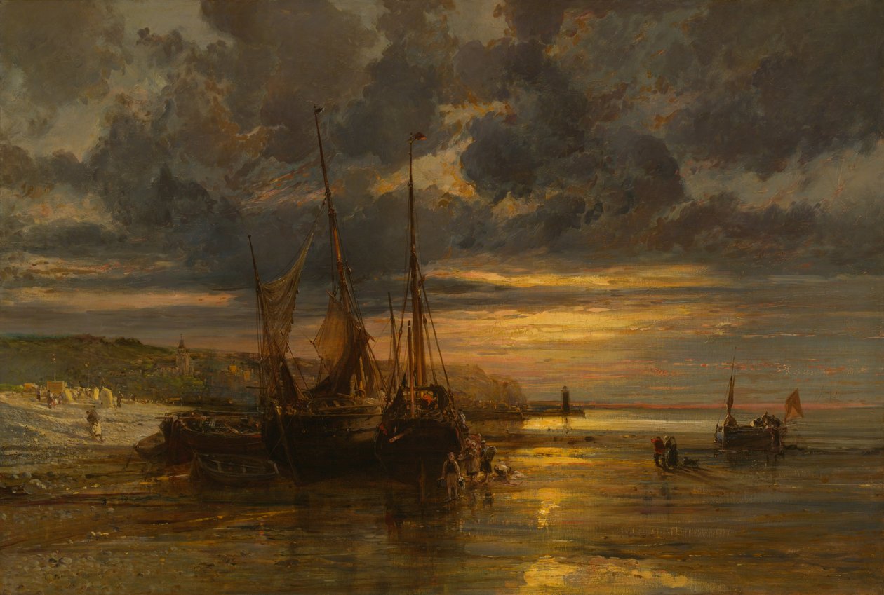 Strandade fiskebåtar av Jules Achille Noel