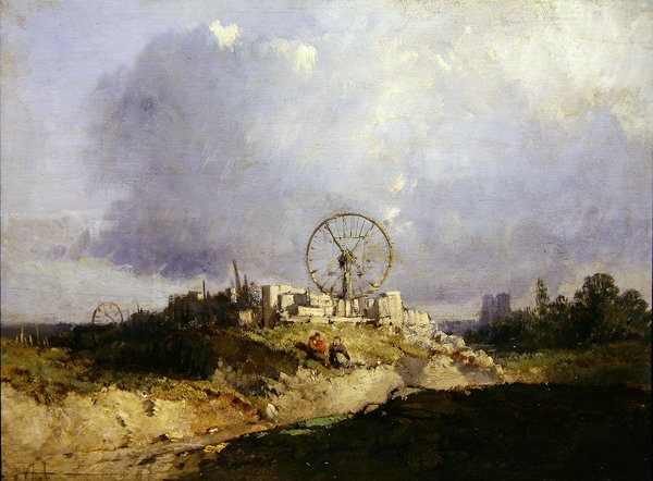 The Quarry (olja på panel) av Jules Achille Noel