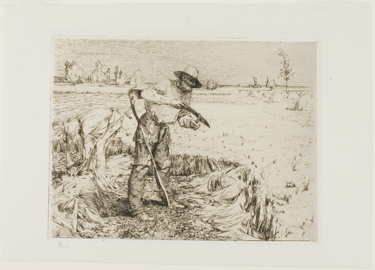 Gräsklippare slipa en lie av Jules Bastien Lepage
