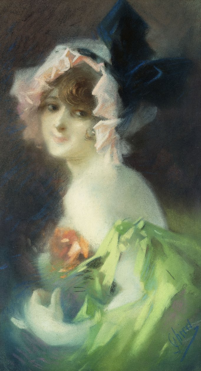 Kvinna med handskar; Femme aux Gants, av Jules Cheret