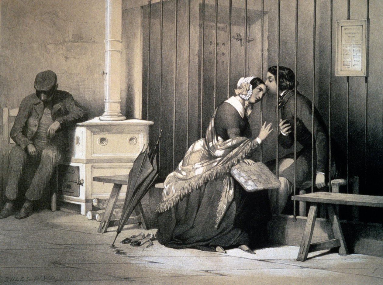 Prisoner, av Jules David (1808-1892), gravyr, Frankrike av Jules David