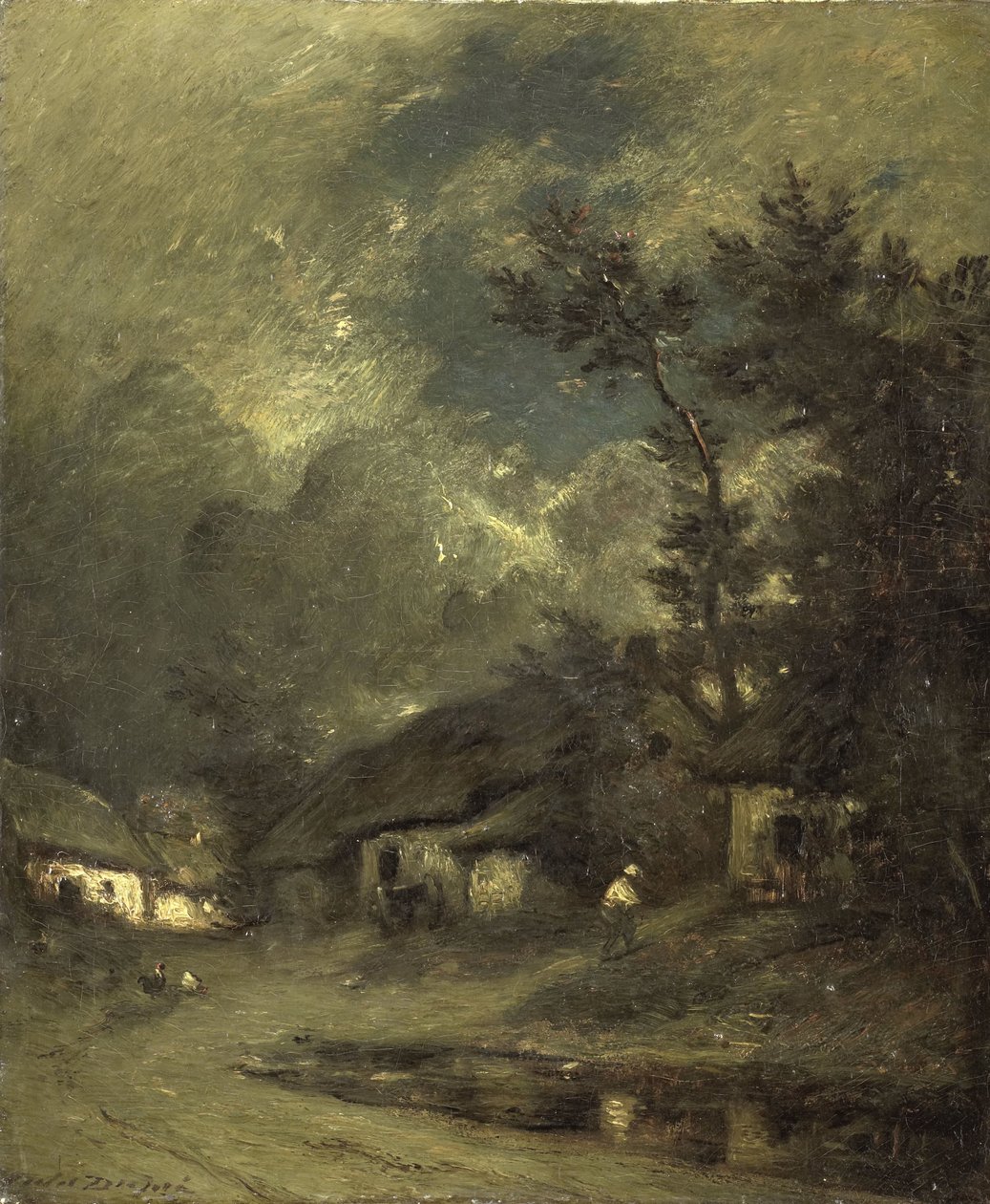 En by på natten av Jules Dupré