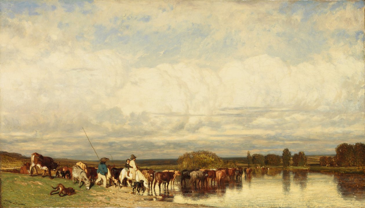 Kor som korsar en Ford, 1836. av Jules Dupré