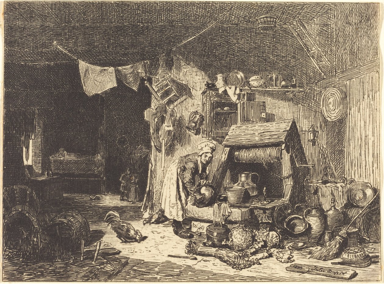 Interiör av en bondgård av Jules Dupré