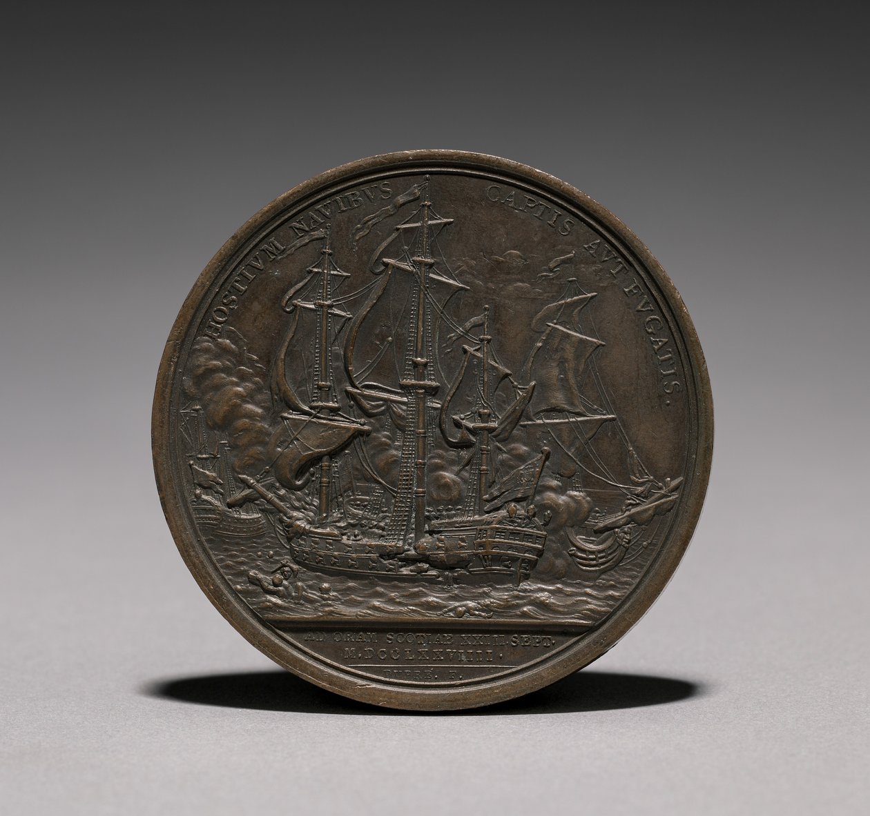 Medalj: John Paul Jones omvänd. av Jules Dupré