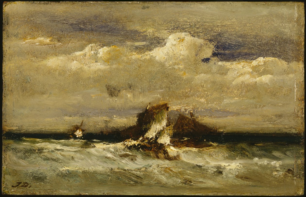 Seascape, ca 1868-81 (olja på kommersiellt vaggad panel) av Jules Dupré
