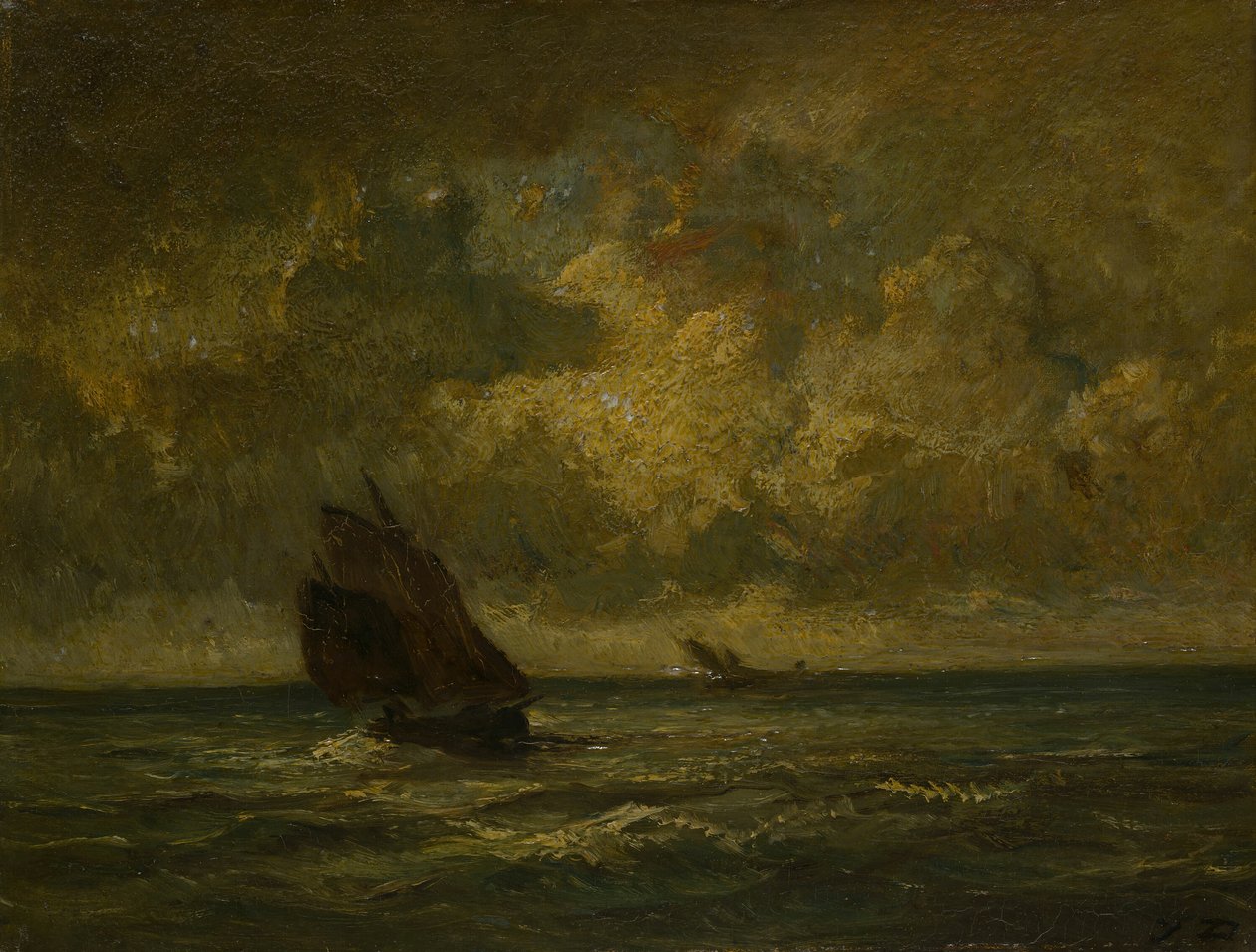 Två båtar i en storm, 187075. av Jules Dupré