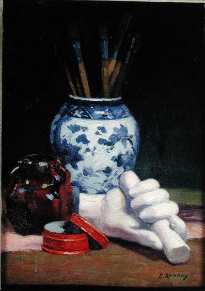 Stilleben med en blå vas av Jules Ernest Renoux